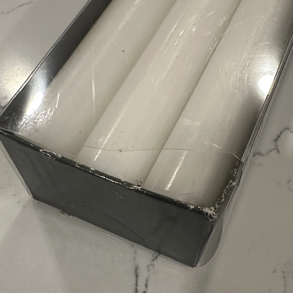NWT Kiri White Taper Candles Box of 6
